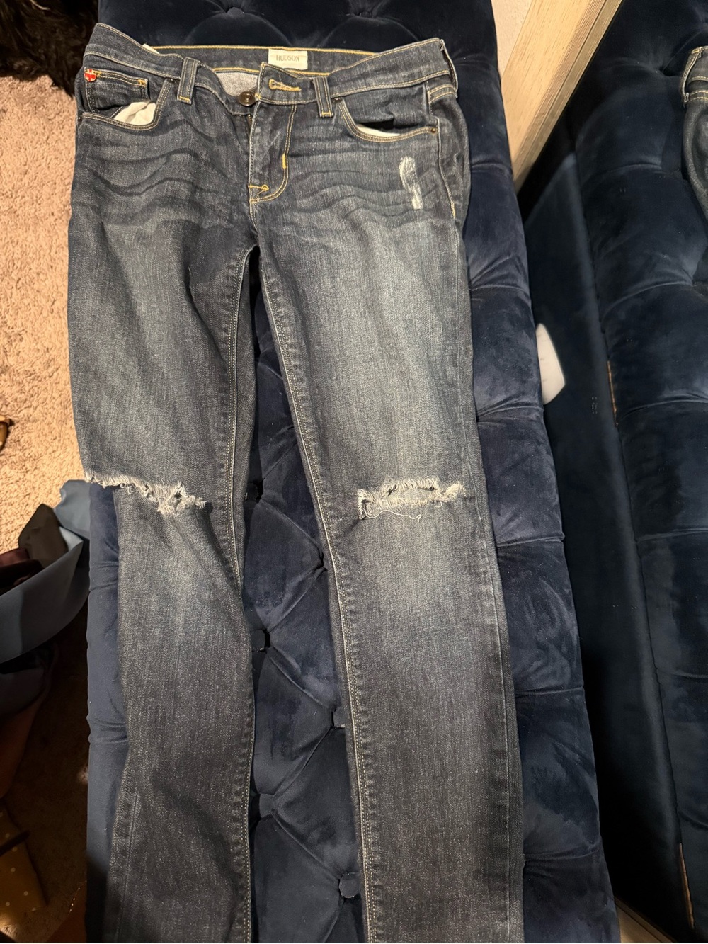 Hudson Jeans Women's Skinny Ripped Jeans - Blue Gray